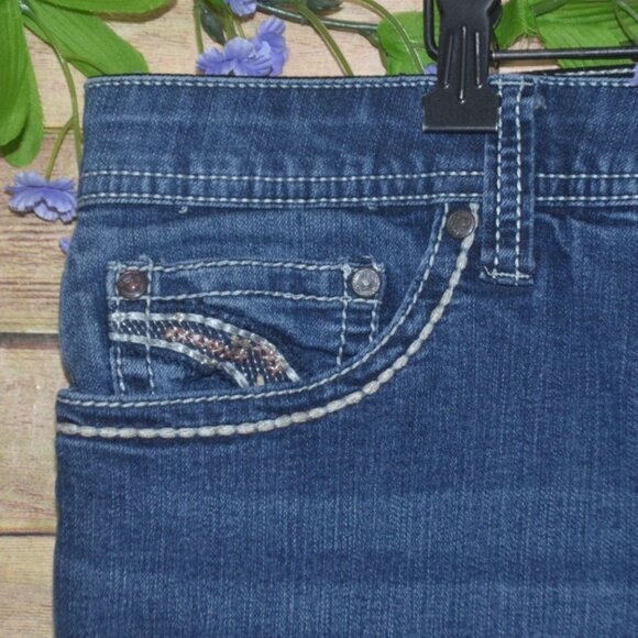 Love Indigo Straight Leg Embroidered Denim Blue Jeans Plus Size 22W Stretch - Picture 3 of 10